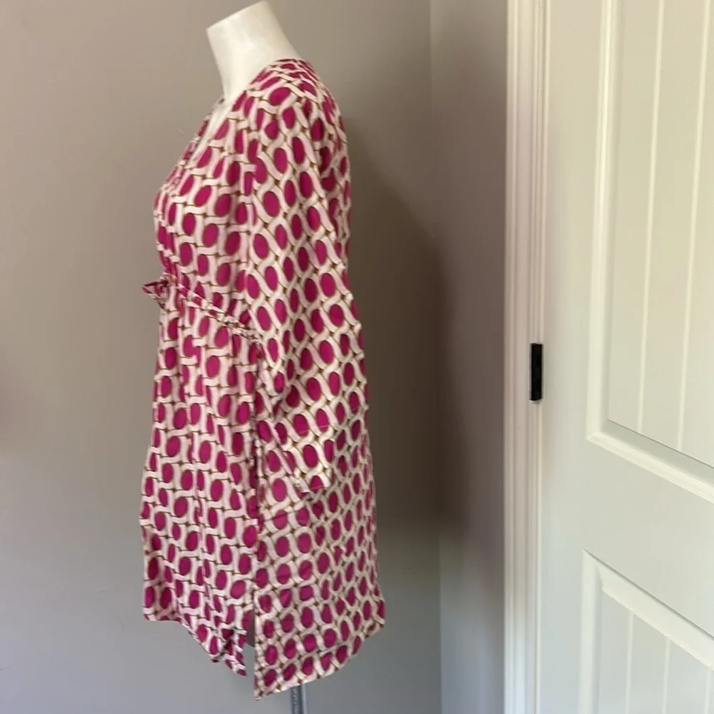 Gretchen Scott Designs Tunic Swim Coverup Dress Pink White Green Sz M - Picture 5 of 12
